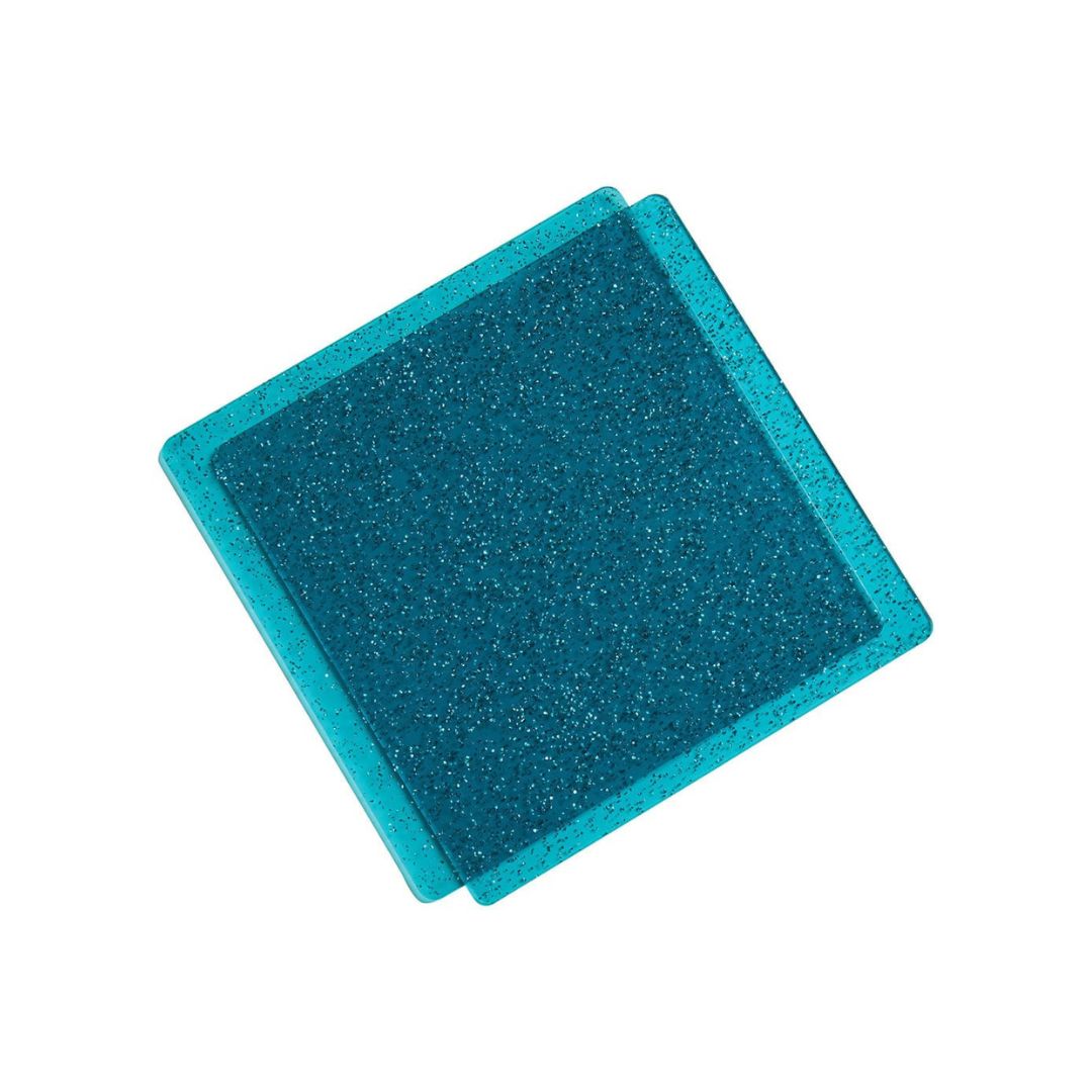 Acrílico Para Corte 6"x6" Dark Teal con Glitter