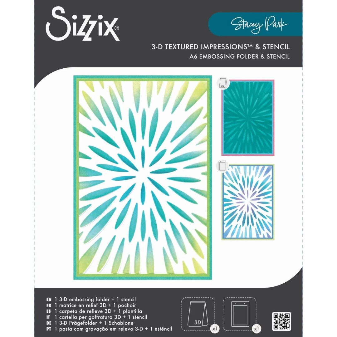 Folder de Embossing 3D con Stencil Burst of Bright