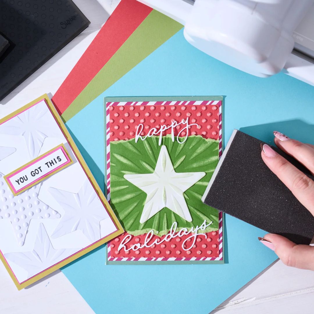 Folder de Embossing 3D con Stencil Burst of Bright