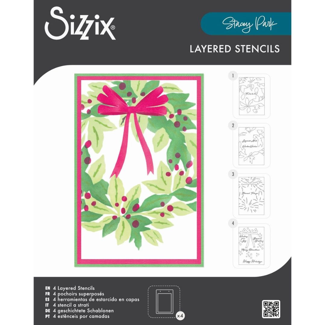Set Stencil en Capas A6 A Wreath in time - Navidad