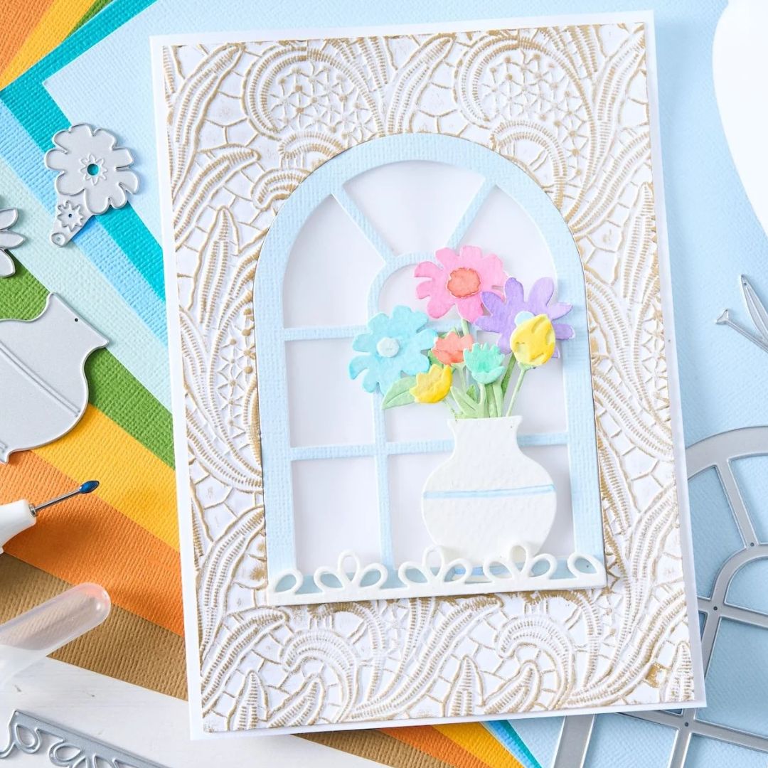 Troqueles Thinlits Windowsill Flowers and Vase