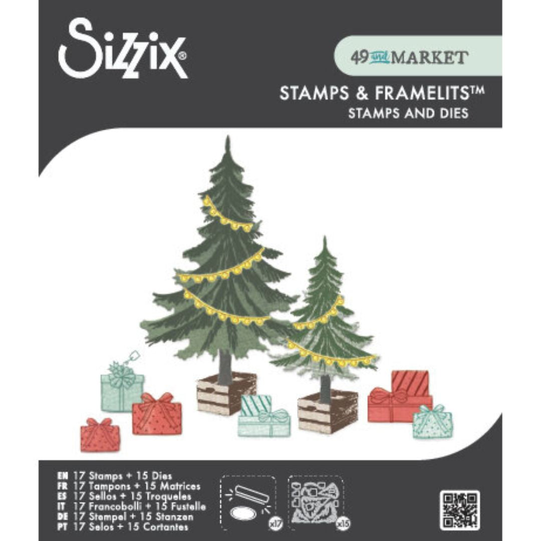 Sellos con Framelits Trees and Trinkets - Navidad