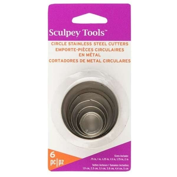 Set de 6 cortadores círculo de acero inoxidable para arcilla polimérica Sculpey
