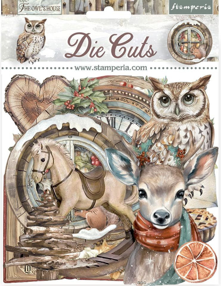 Aplicaciones de Chipboard The Owl's House - 41 piezas - Navidad - Stamperia