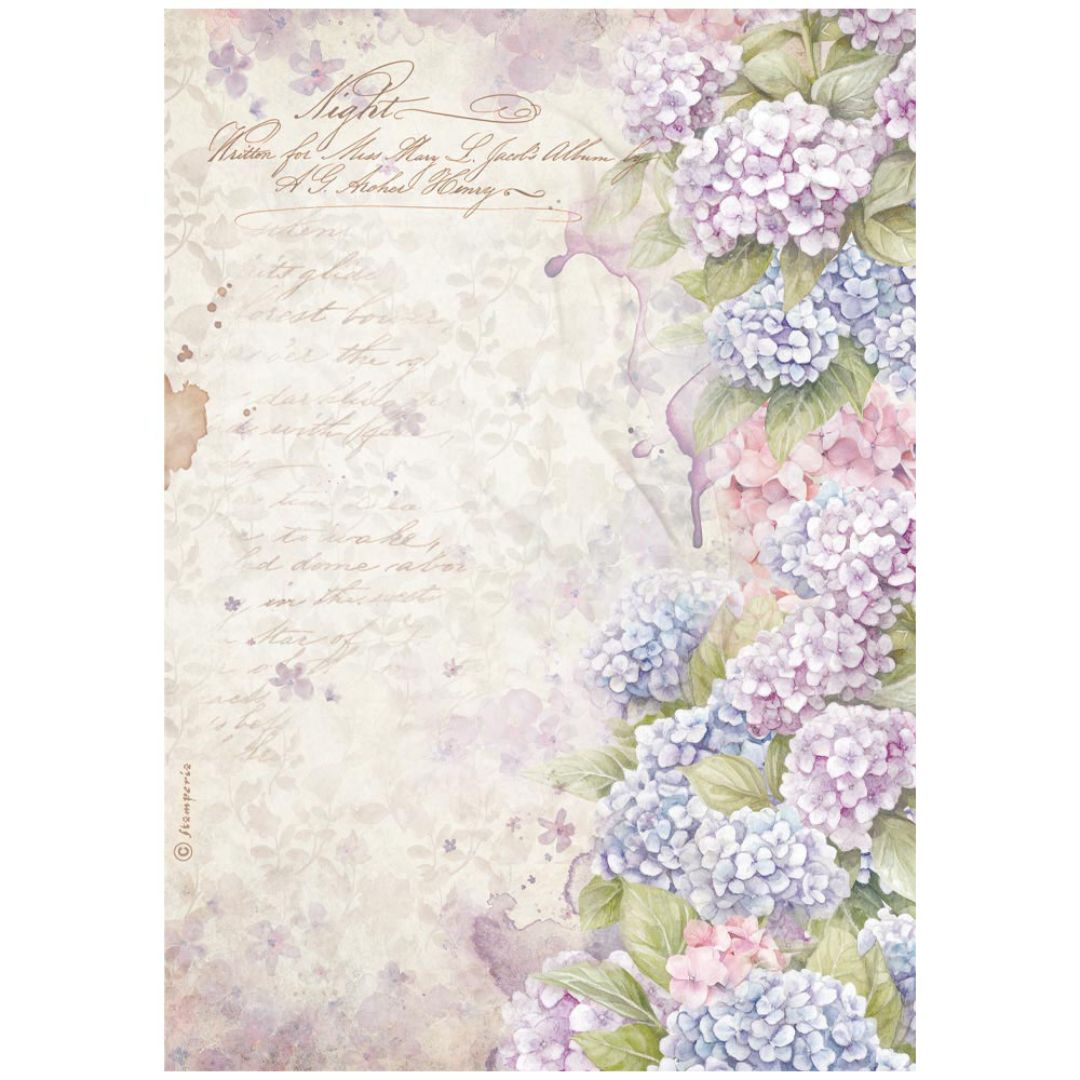 Papel de arroz A4 28gr Quiet Days - Hydrangea