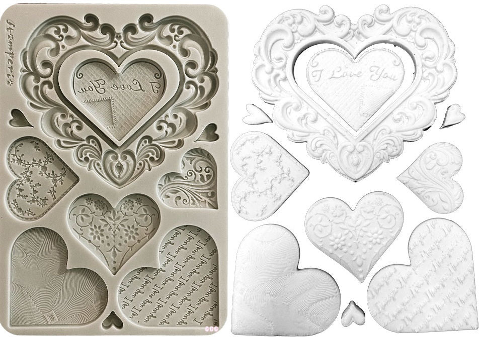 Molde de Silicona A5 Family Corazones - Stamperia