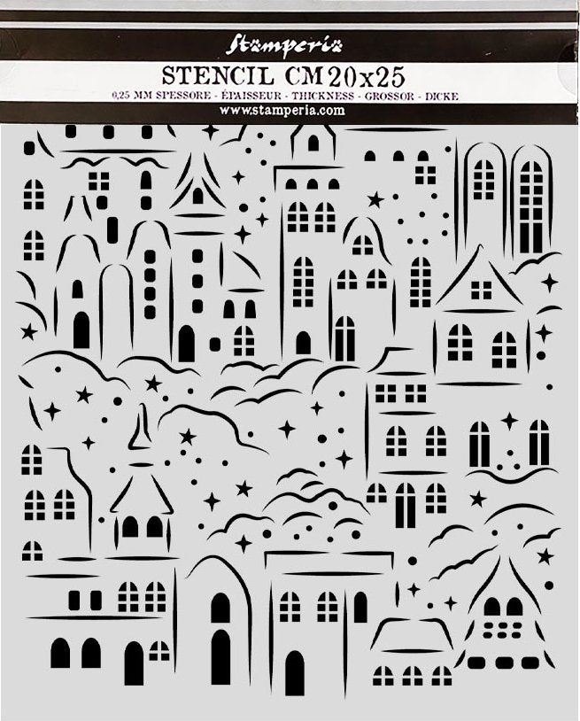 Stencil 20x25cm Classic Christmas Villa - Navidad - Stamperia