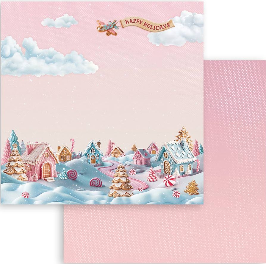 Cartulina 30.5x30.5cm Doble Cara Candy Christmas Villa - Navidad - Stamperia
