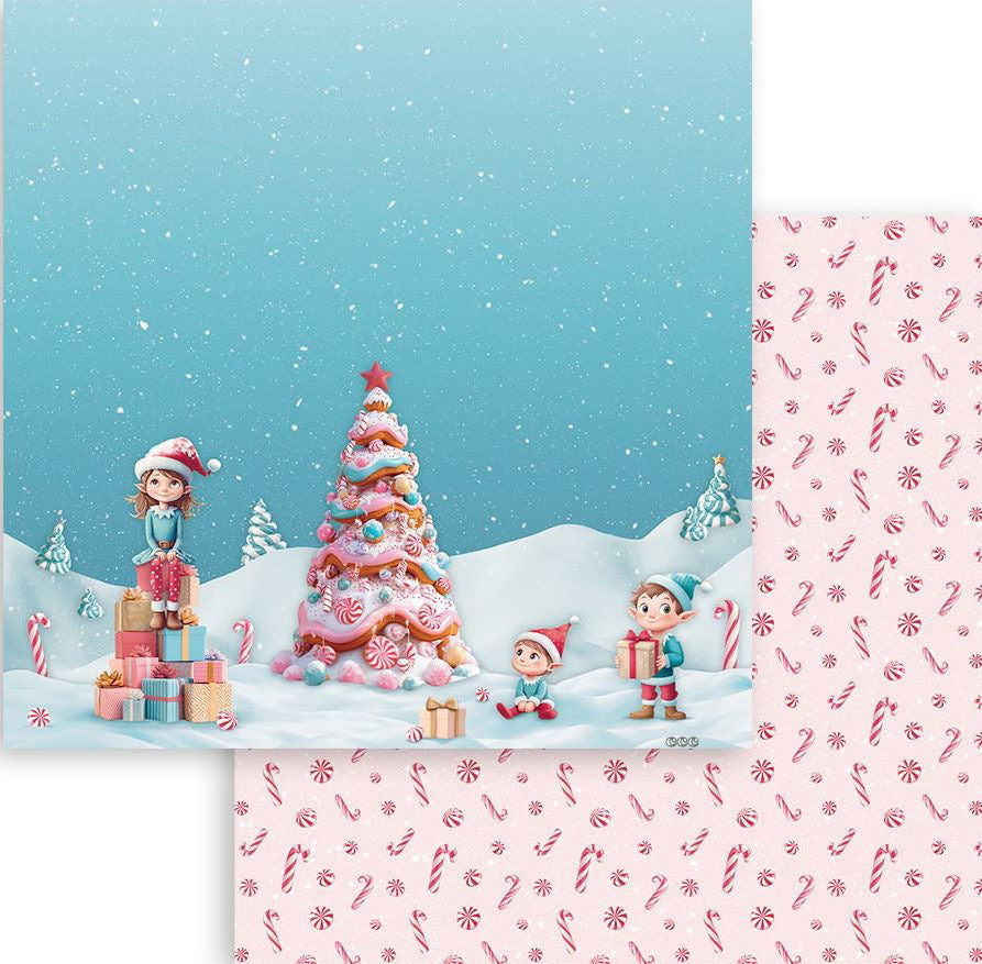 Cartulina 30.5x30.5cm Doble Cara Candy Christmas Árbol - Navidad - Stamperia