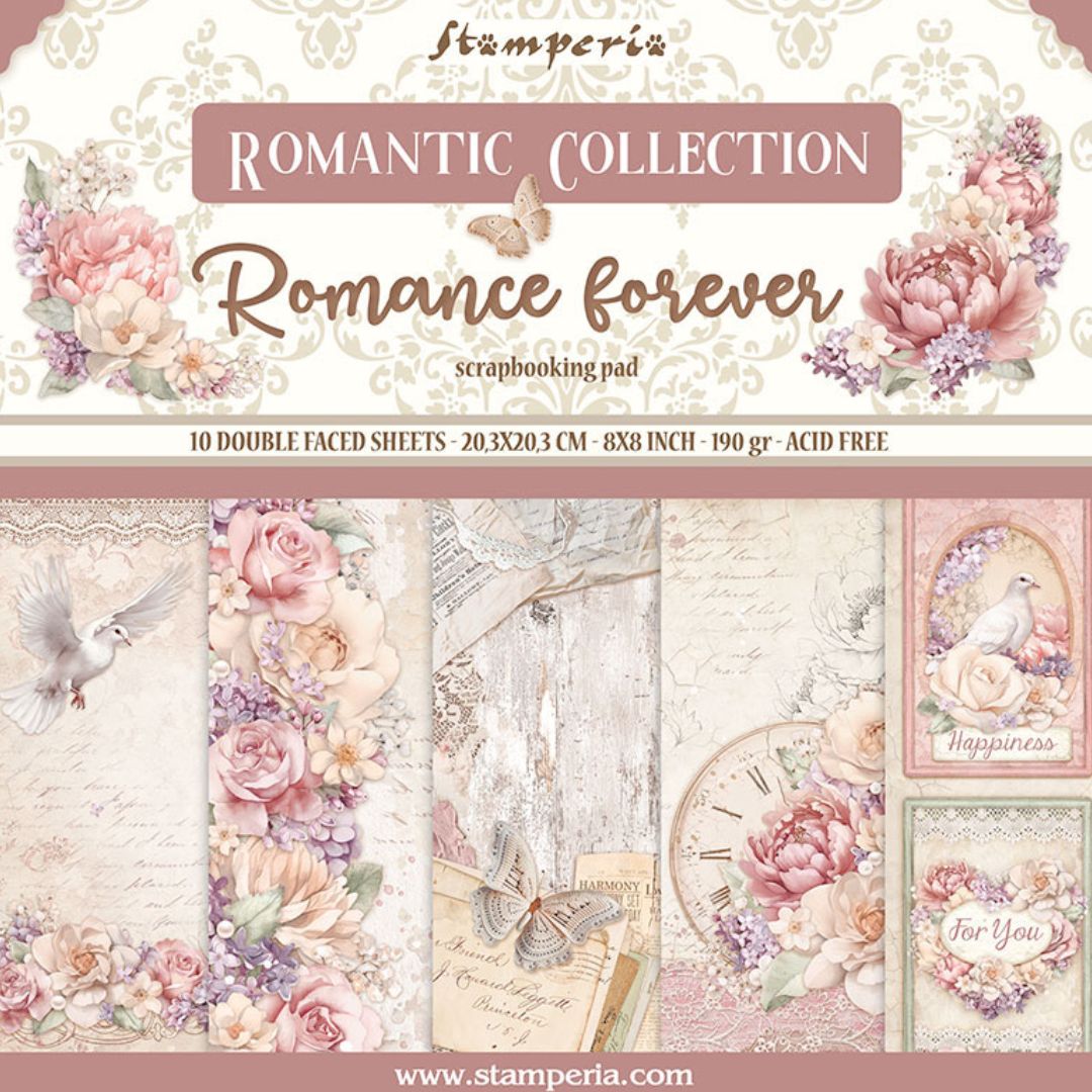 Block de cartulinas “Romantic Romance Forever” de 20.3x20.3 cm