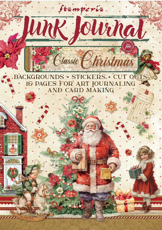 Junk Journal Kit A4 Classic Christmas 16 hojas con Stickers - Navidad - Stamperia