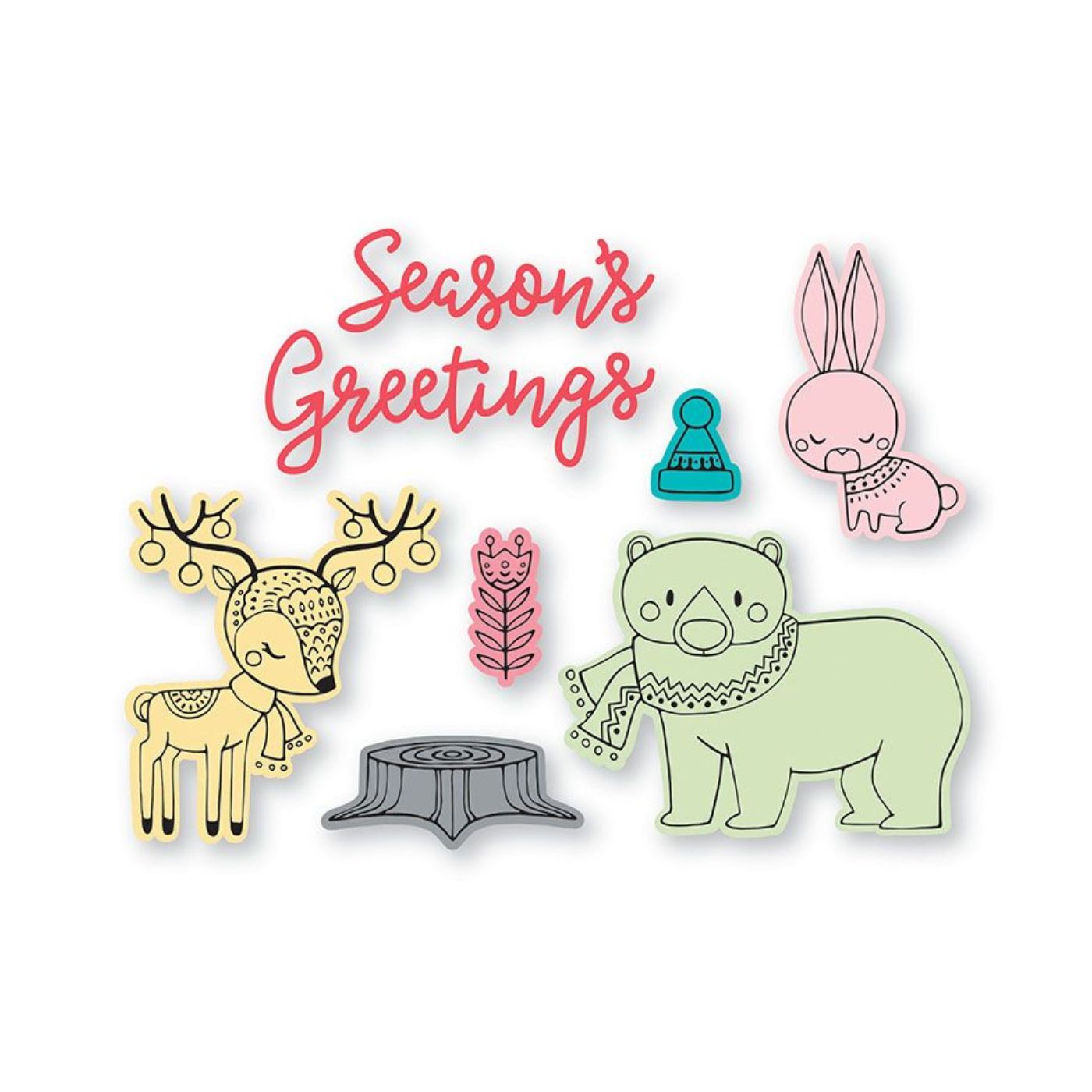 Troqueles Framelits con sellos Folk Christmas - Navidad