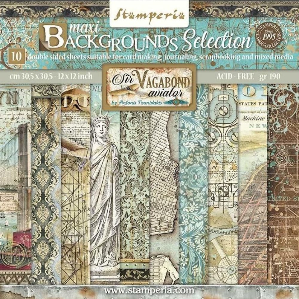 Block de cartulinas "Fondos Sir Vagabond Aviator” de 30.5x30.5 cm