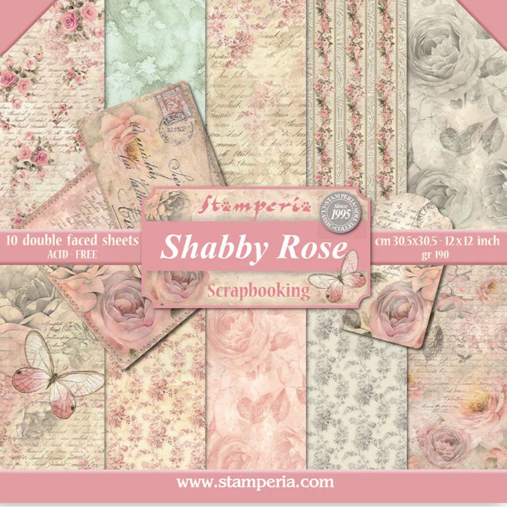 Block de cartulinas ''Shabby Rose'' de 30.5x30.5cm