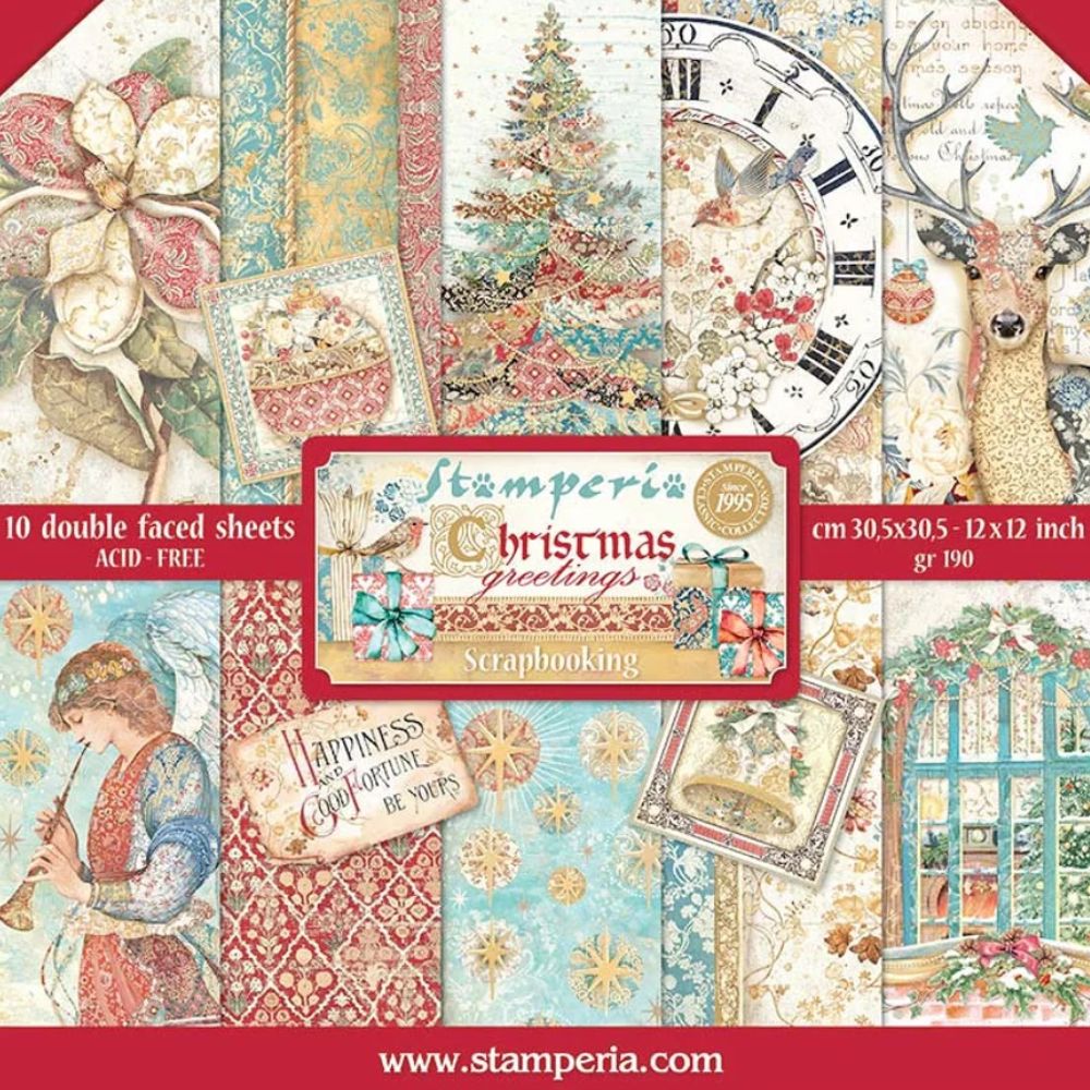 Block de cartulinas "Christmas Greetings” de 30.5x30.5 cm