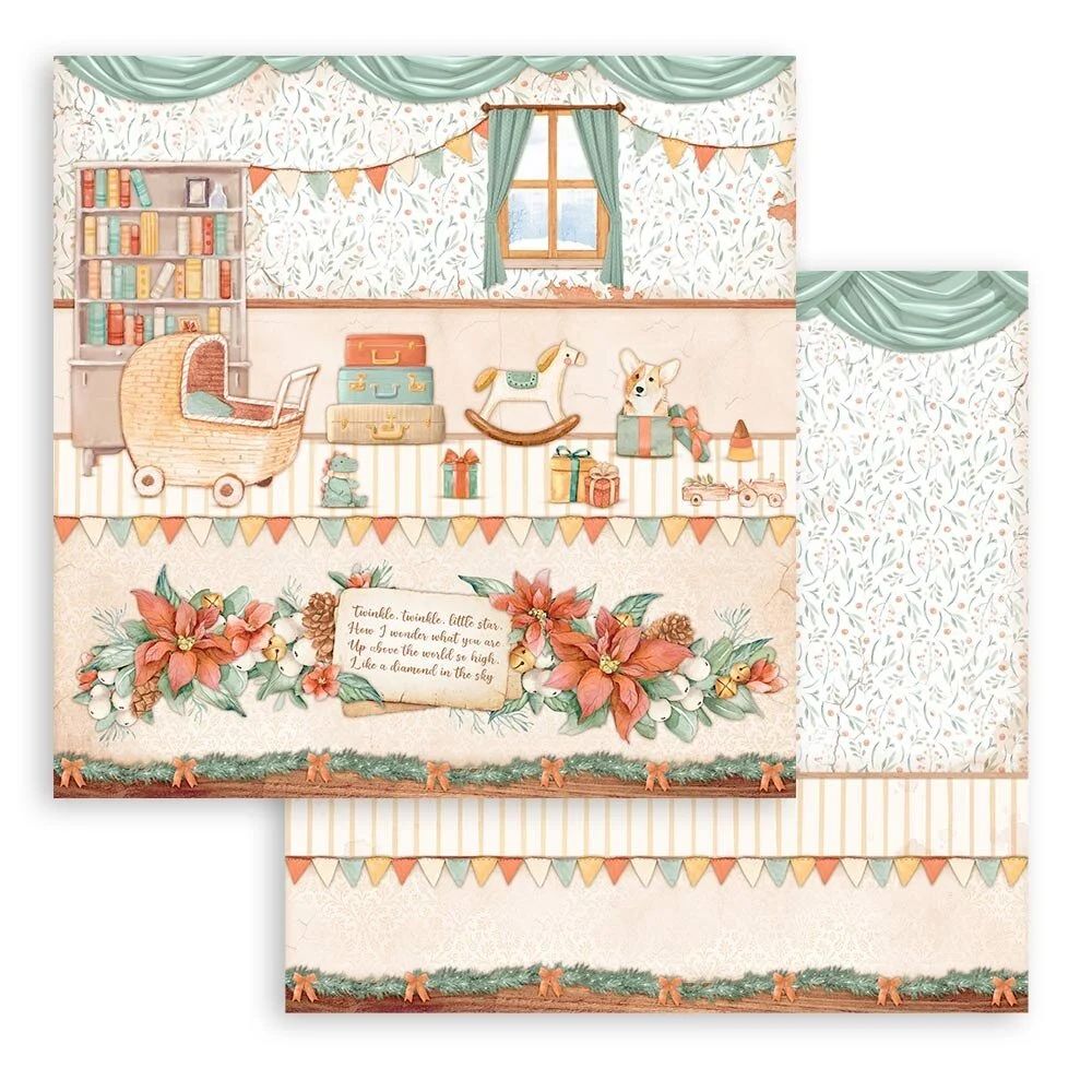 Block de cartulinas "Romantic All Around Xmas” de 30.5x30.5 cm