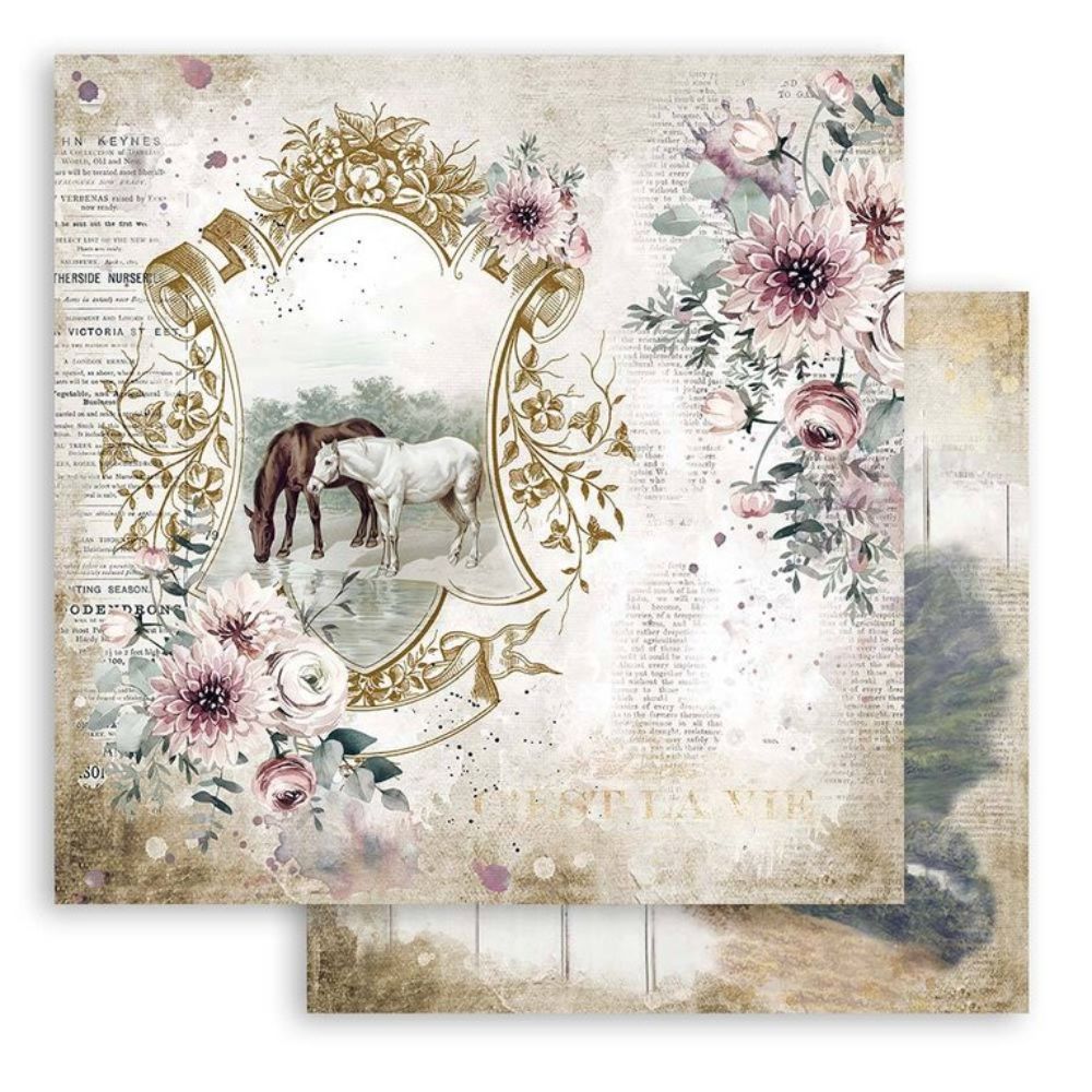 Block de cartulinas "Romantic Horses” de 20.3x20.3 cm