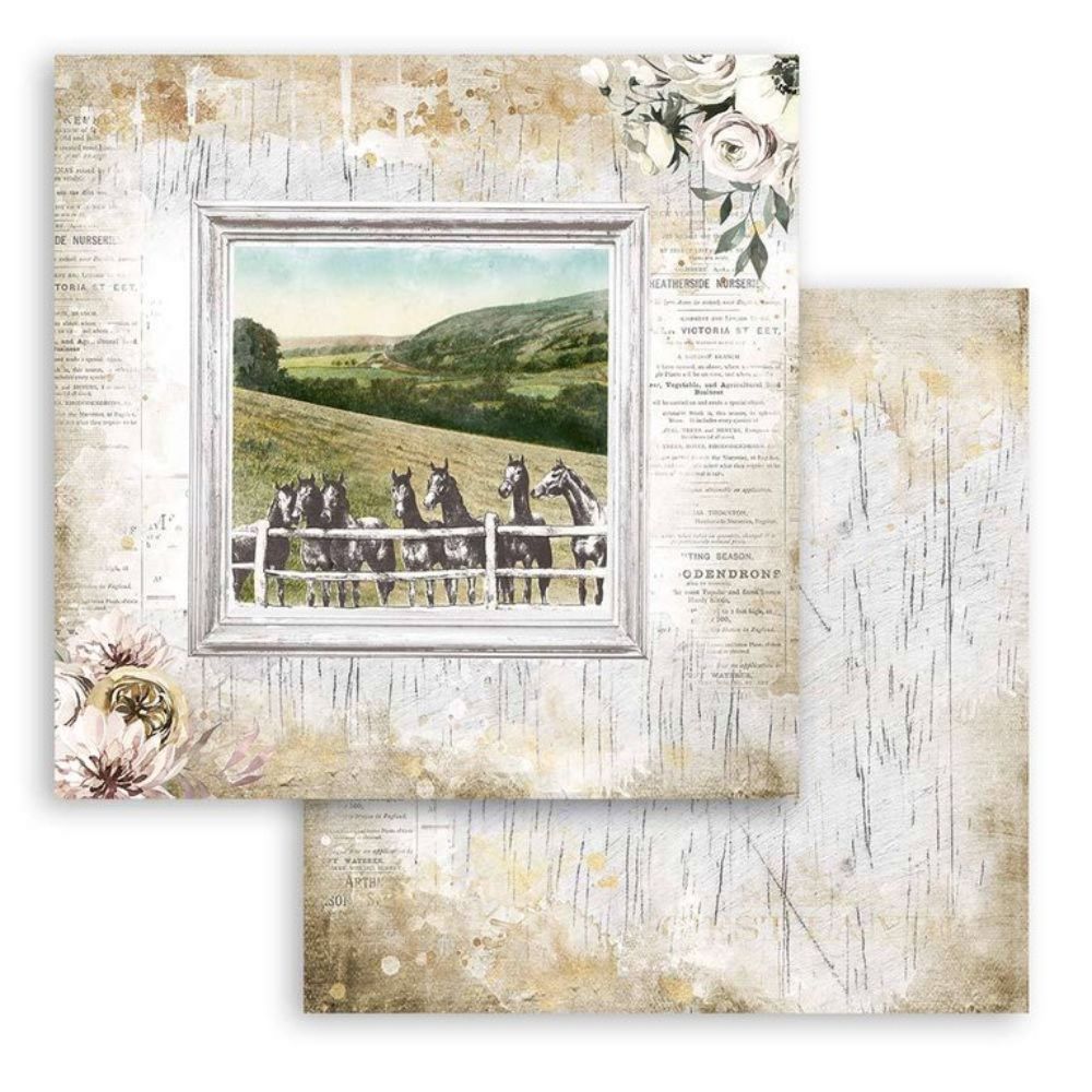 Block de cartulinas "Romantic Horses” de 20.3x20.3 cm