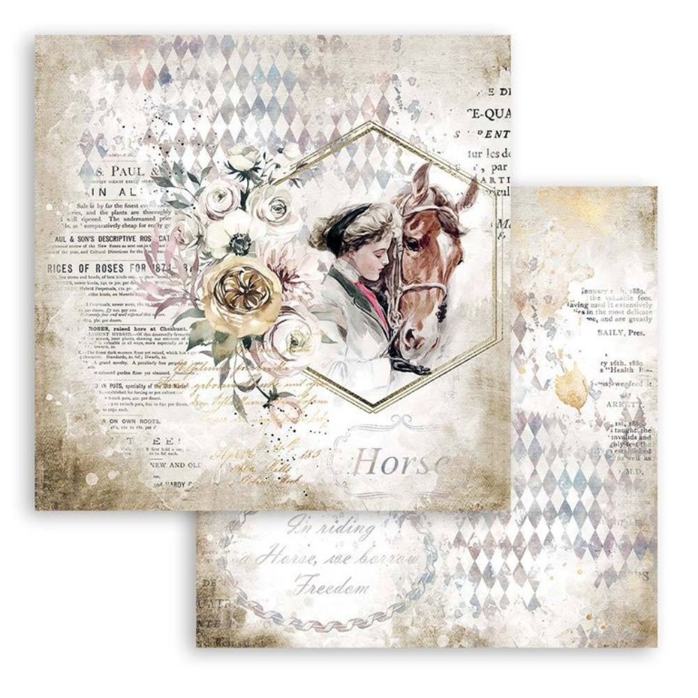 Block de cartulinas "Romantic Horses” de 20.3x20.3 cm