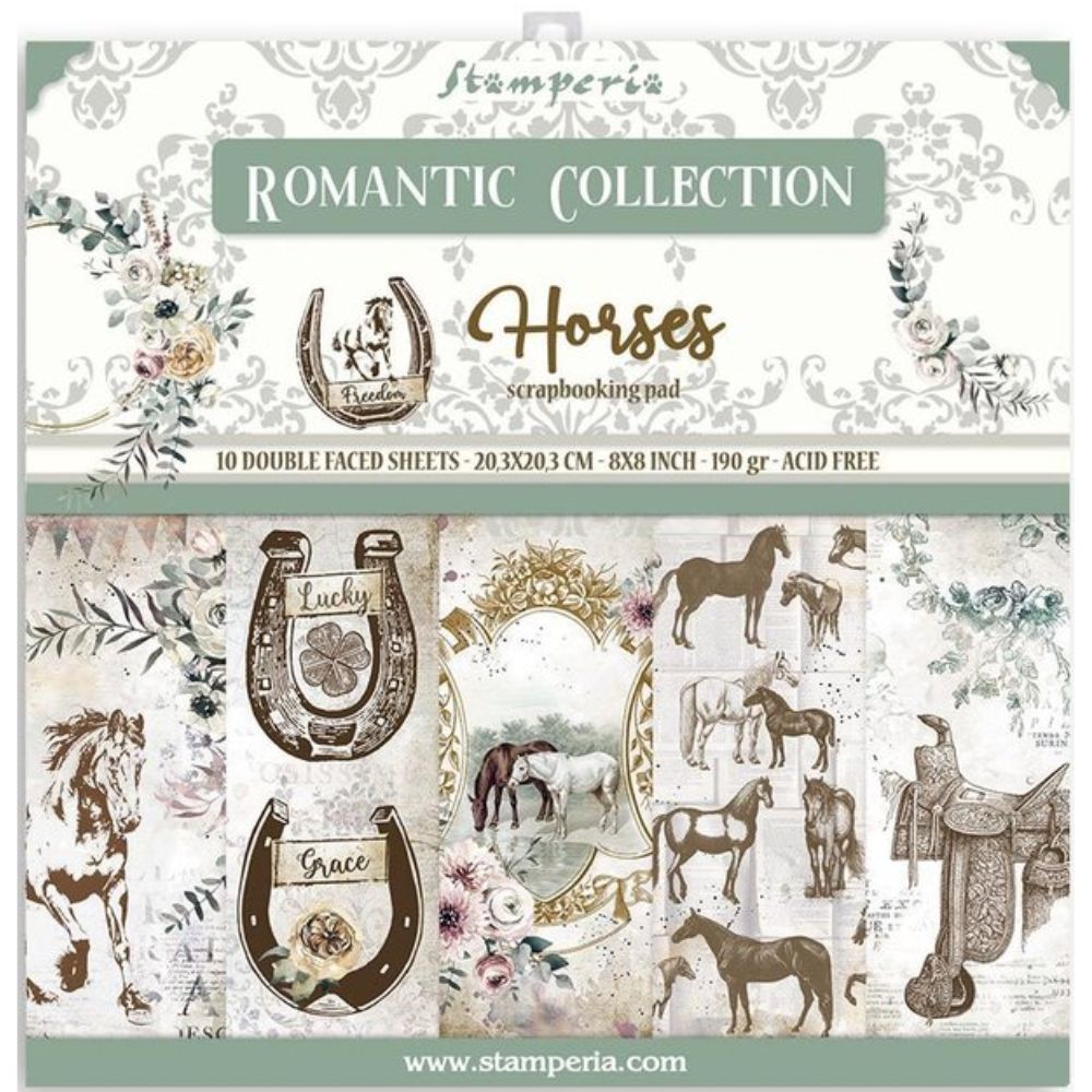 Block de cartulinas "Romantic Horses” de 20.3x20.3 cm
