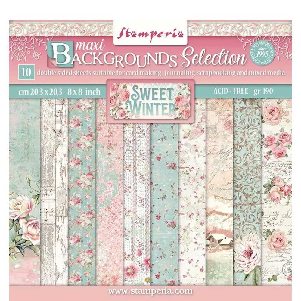Block de cartulinas "Fondos Sweet Winter” de 20.3x20.3 cm
