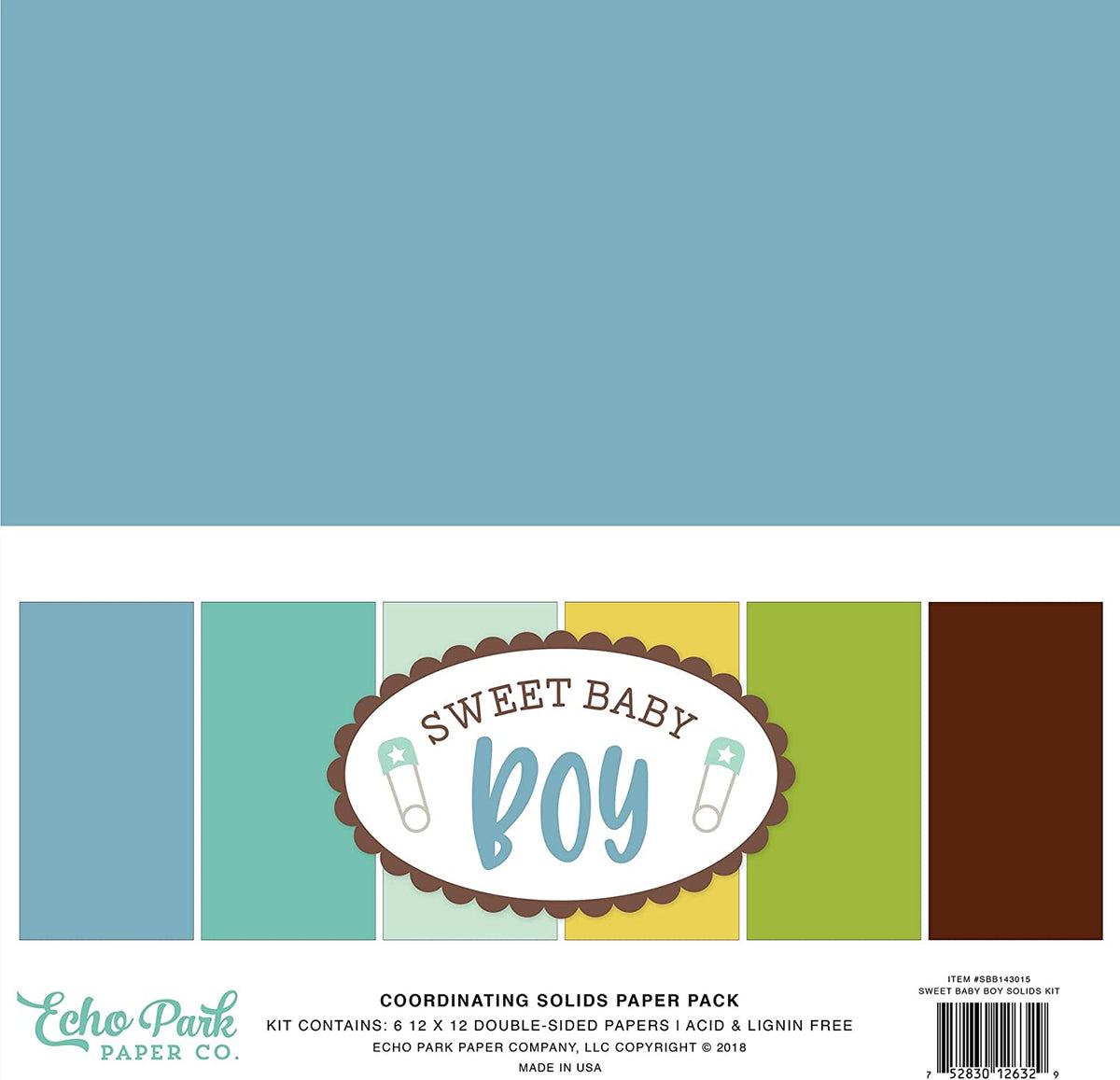 Pack de Cartulinas Colores Solidos Sweet Baby Boy de 30.48x30.48cm
