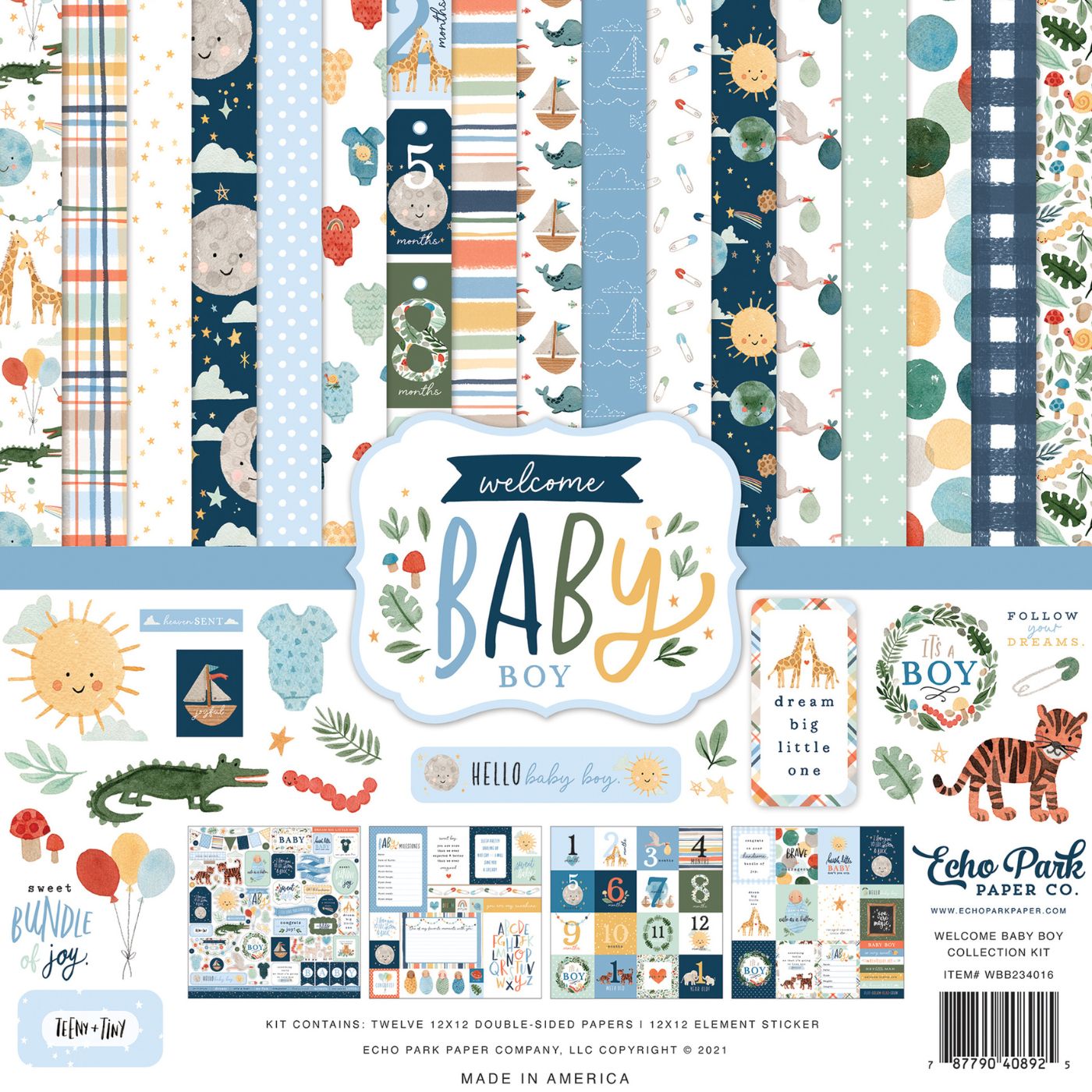 Pack de Cartulinas Welcome Baby Boy 30.48x30.48cm