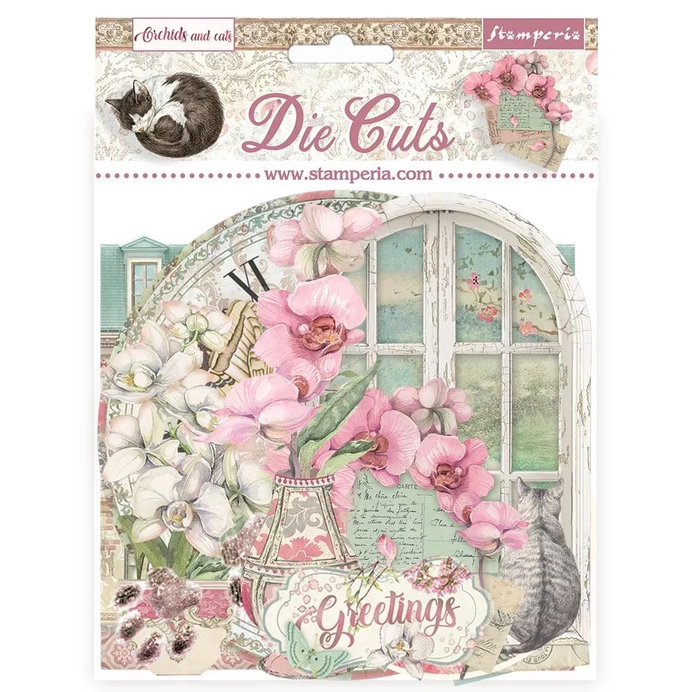 Set de Apliques Chipboard – Orchids & Cats