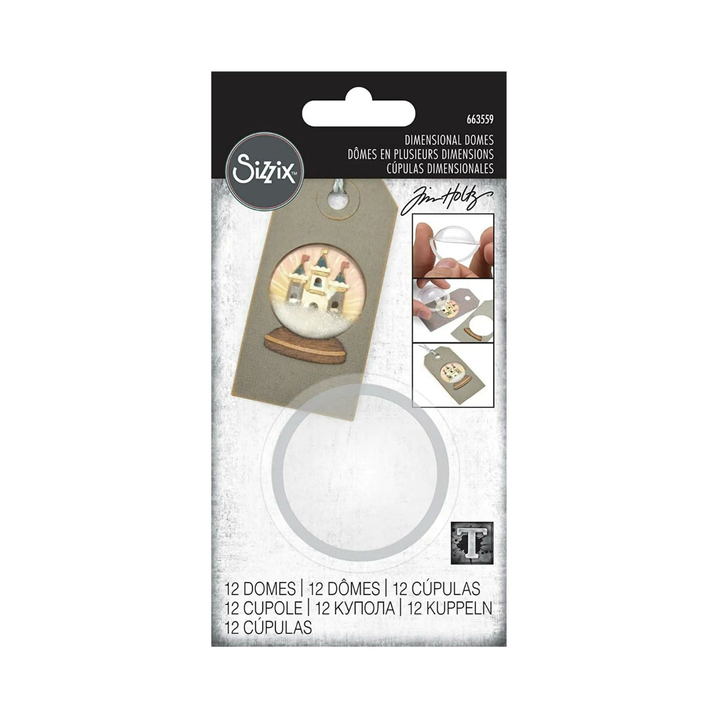 Domos Dimensionales Tim Holtz Círculos 3.81cm - 12 piezas