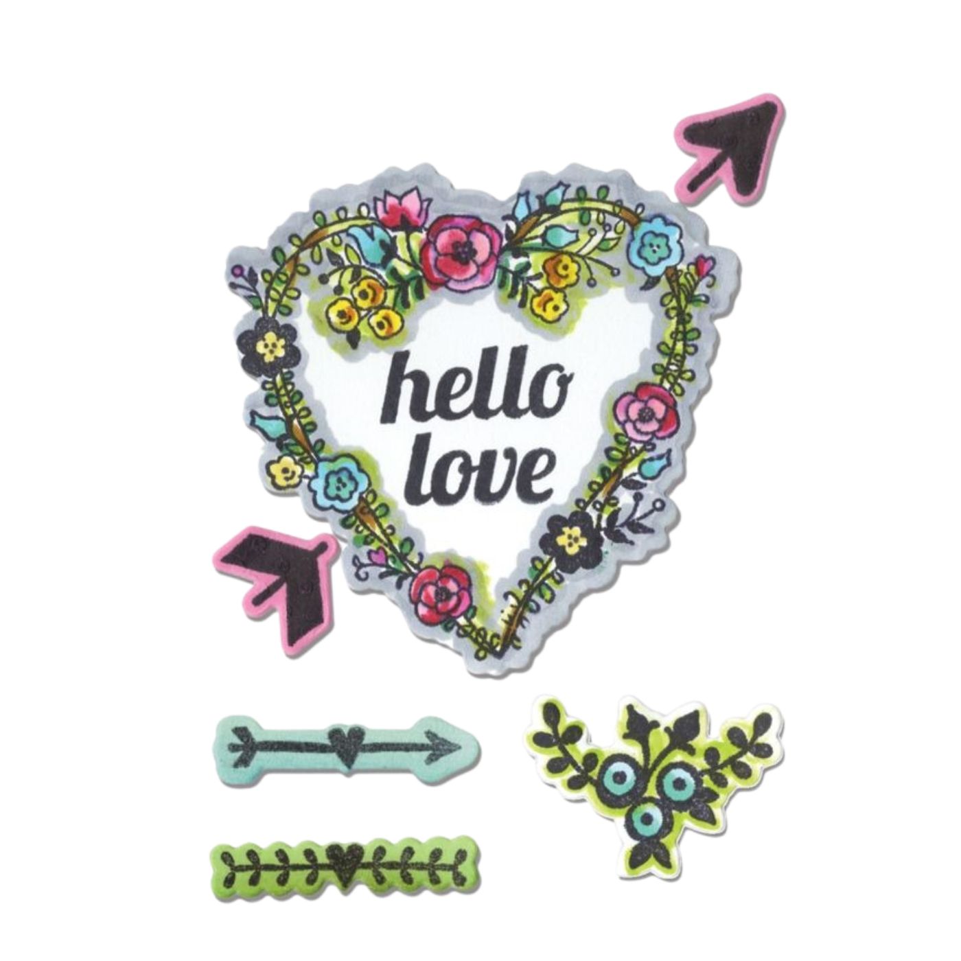 Troquel Framelits con sellos Hola Amor