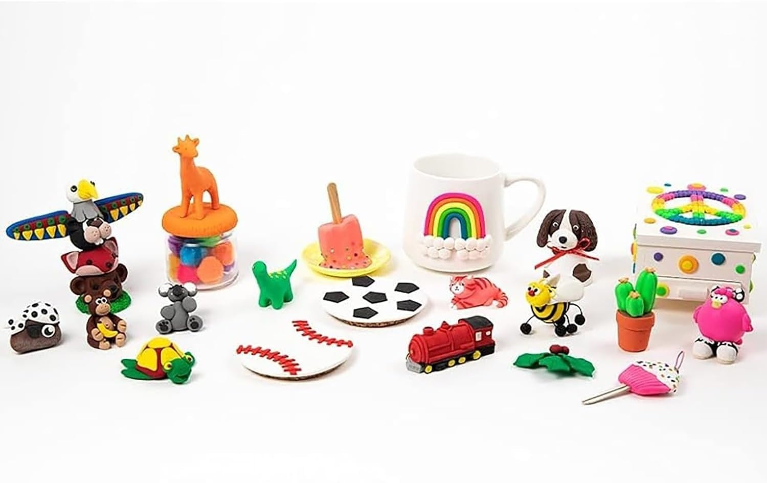 Figuras variadas de arcilla polimérica hechas con Sculpey Premo Sampler