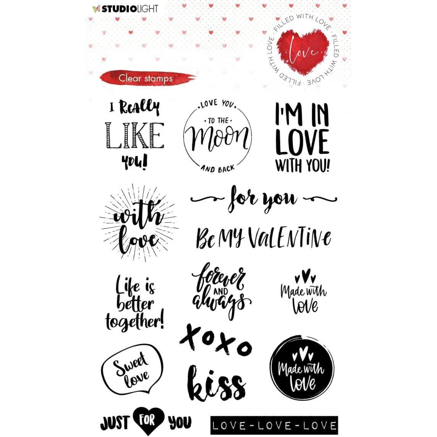 Sellos Clear Filled With Love - Textos de Amor