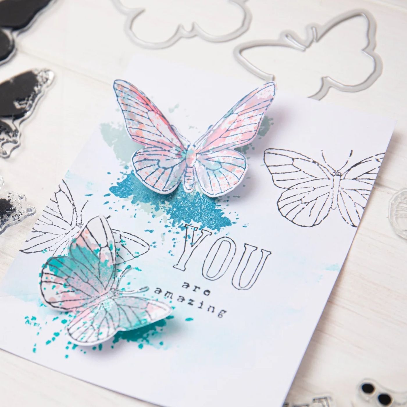 Sellos Clear A5 con Framelits Mariposas Pintadas a Lápiz