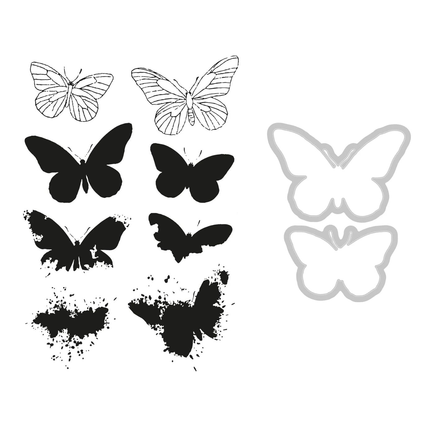 Sellos Clear A5 con Framelits Mariposas Pintadas a Lápiz