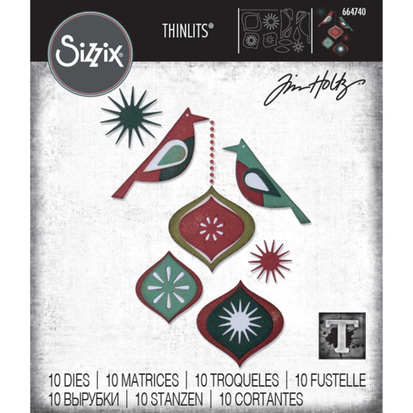 Troqueles Thinlits Pájaros decorativos - Navidad de Tim Holtz