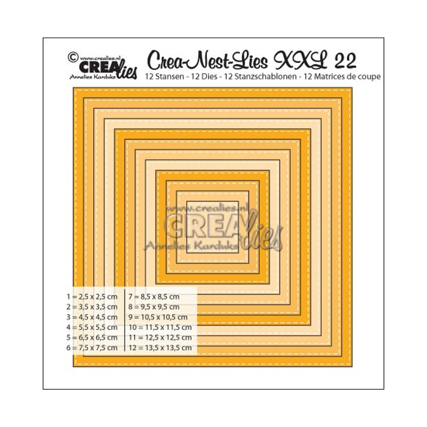 Troquel Crea-Nest-Lies XXL N°22 Cuadrados con Borde Costura