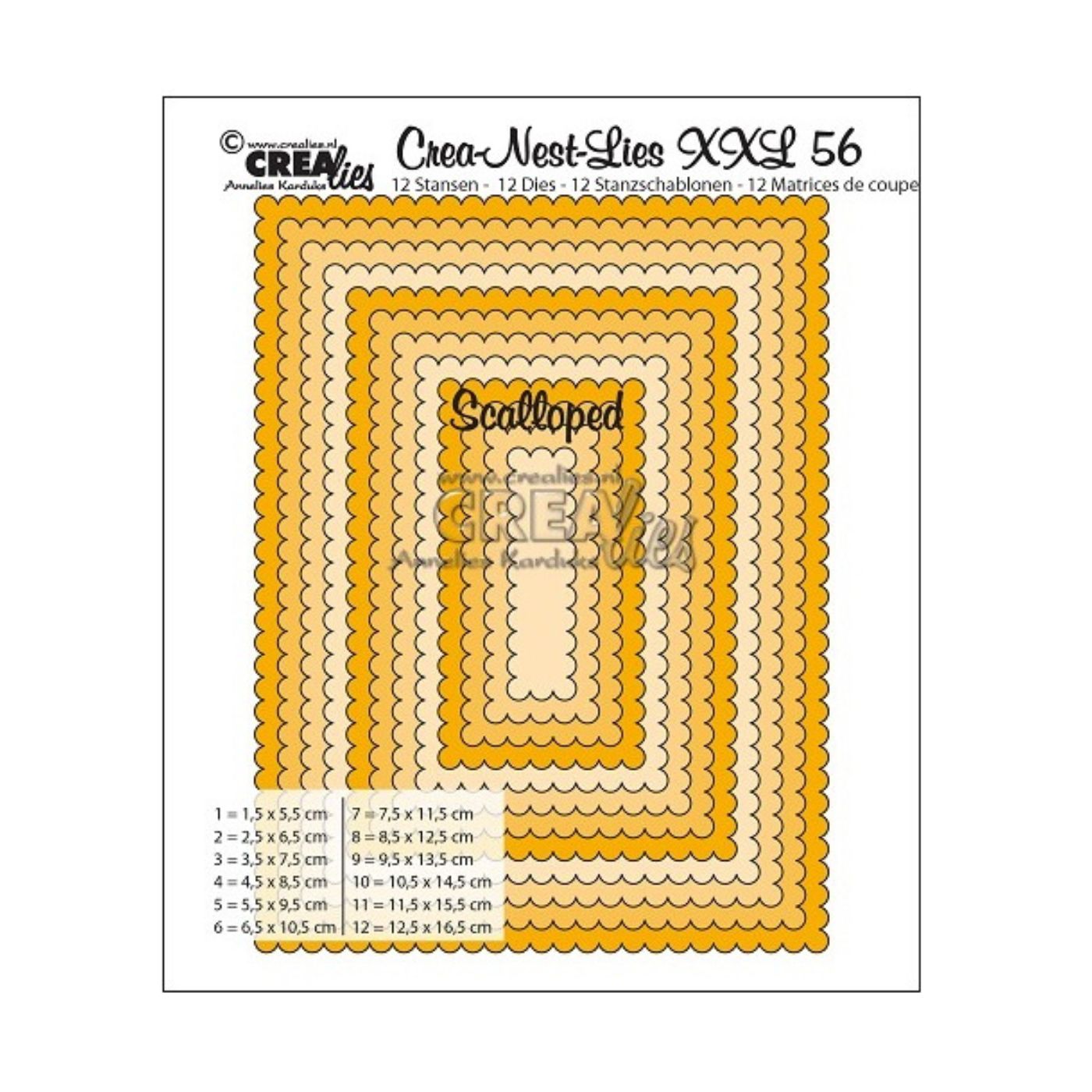 Troquel Crea-Nest-Lies XXL N°56 Rectángulos Borde Scallop