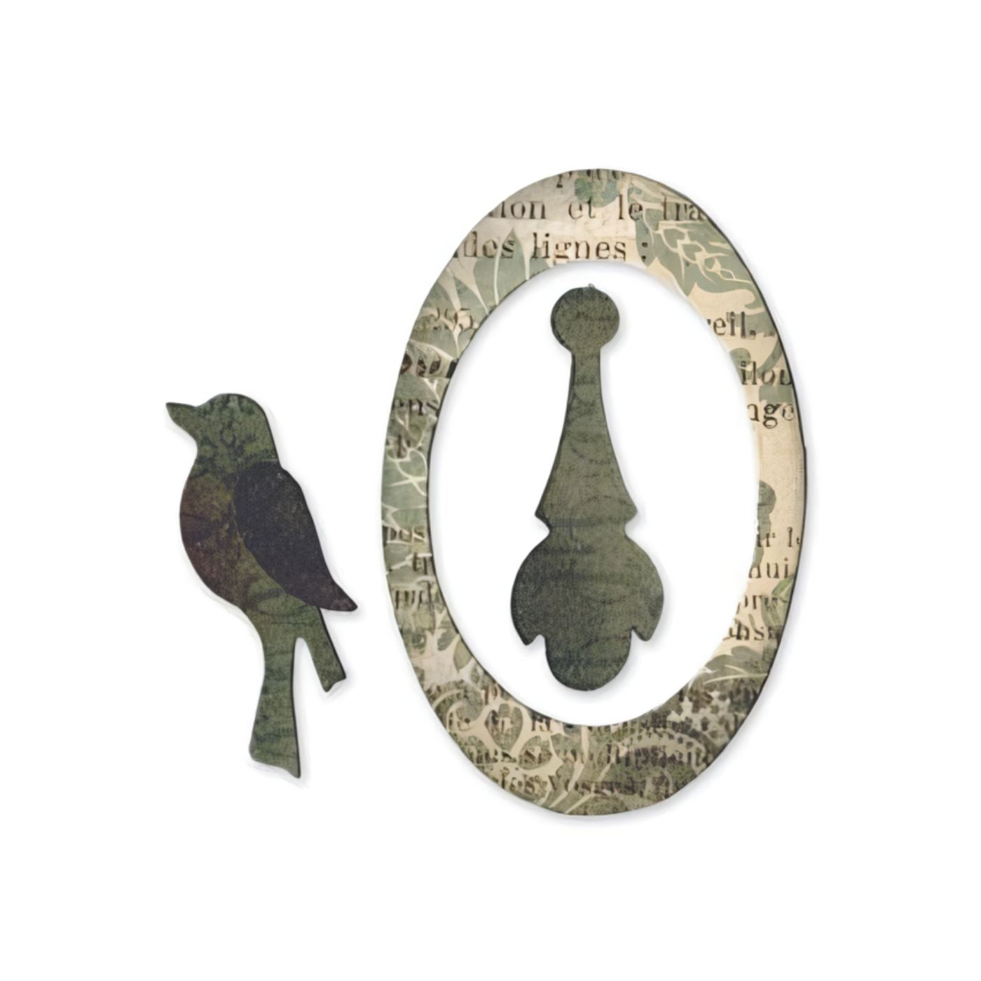 Troquel Originals Mediano - Marco ovalado, pájaro y colgante