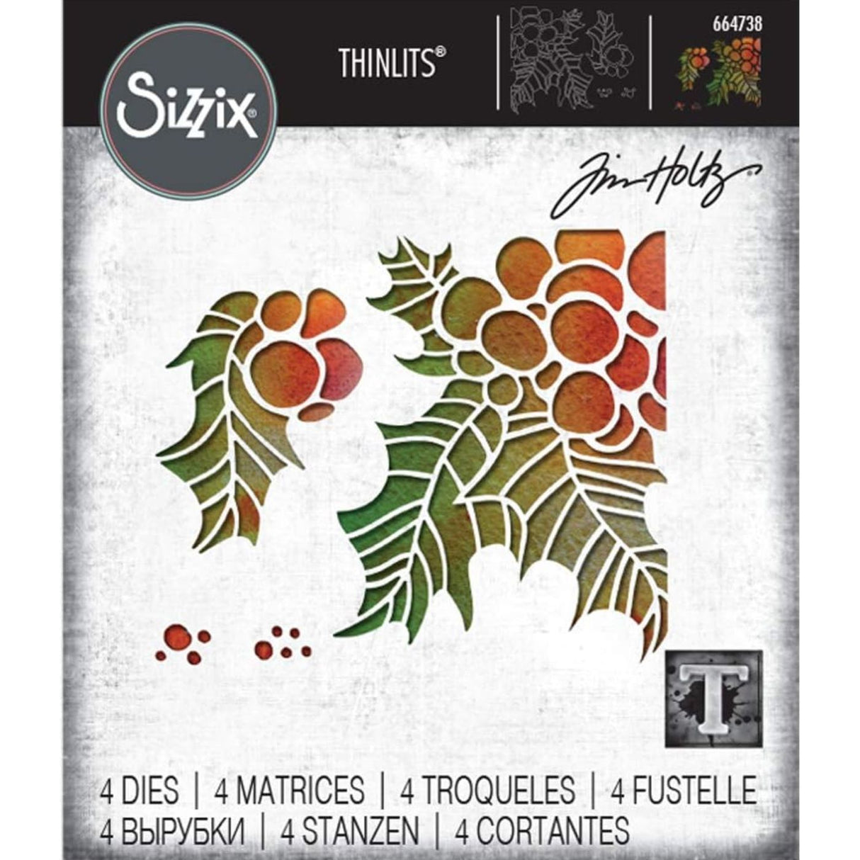 Troquel Thinlits Piezas de acebo - Navidad de Tim Holtz