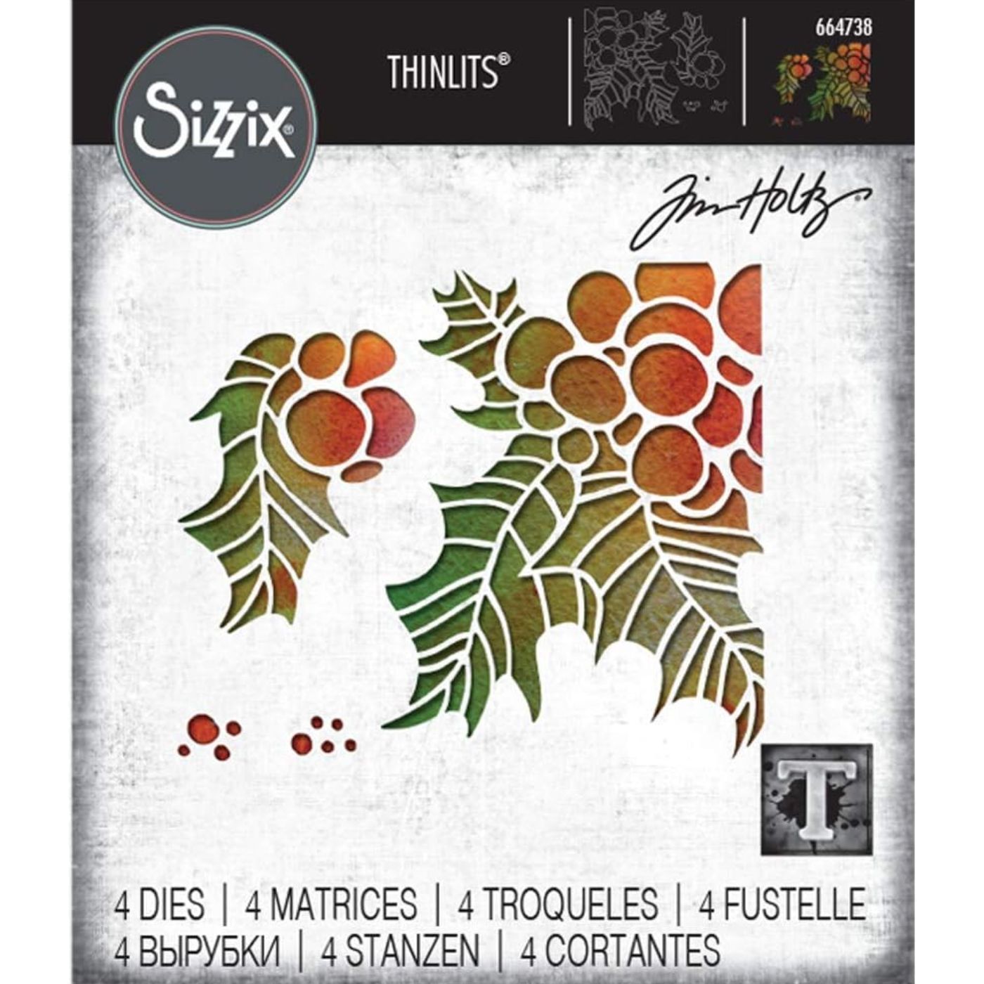 Troquel Thinlits Piezas de acebo - Navidad de Tim Holtz