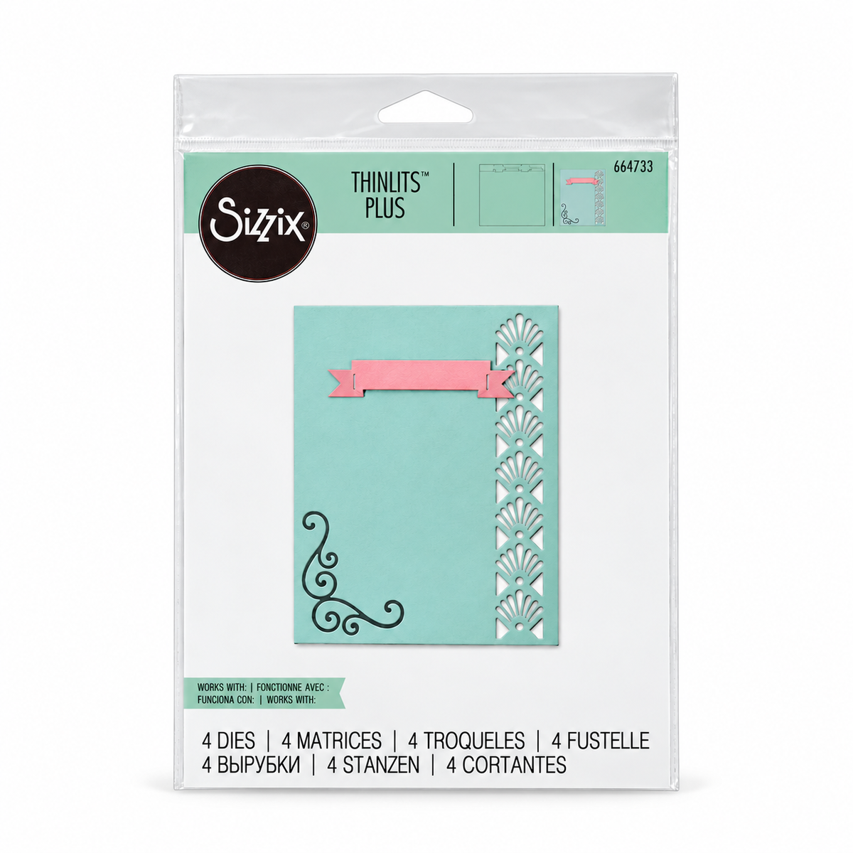 Troqueles Thinlits Plus Card Essentials de Sizzix, set de 4