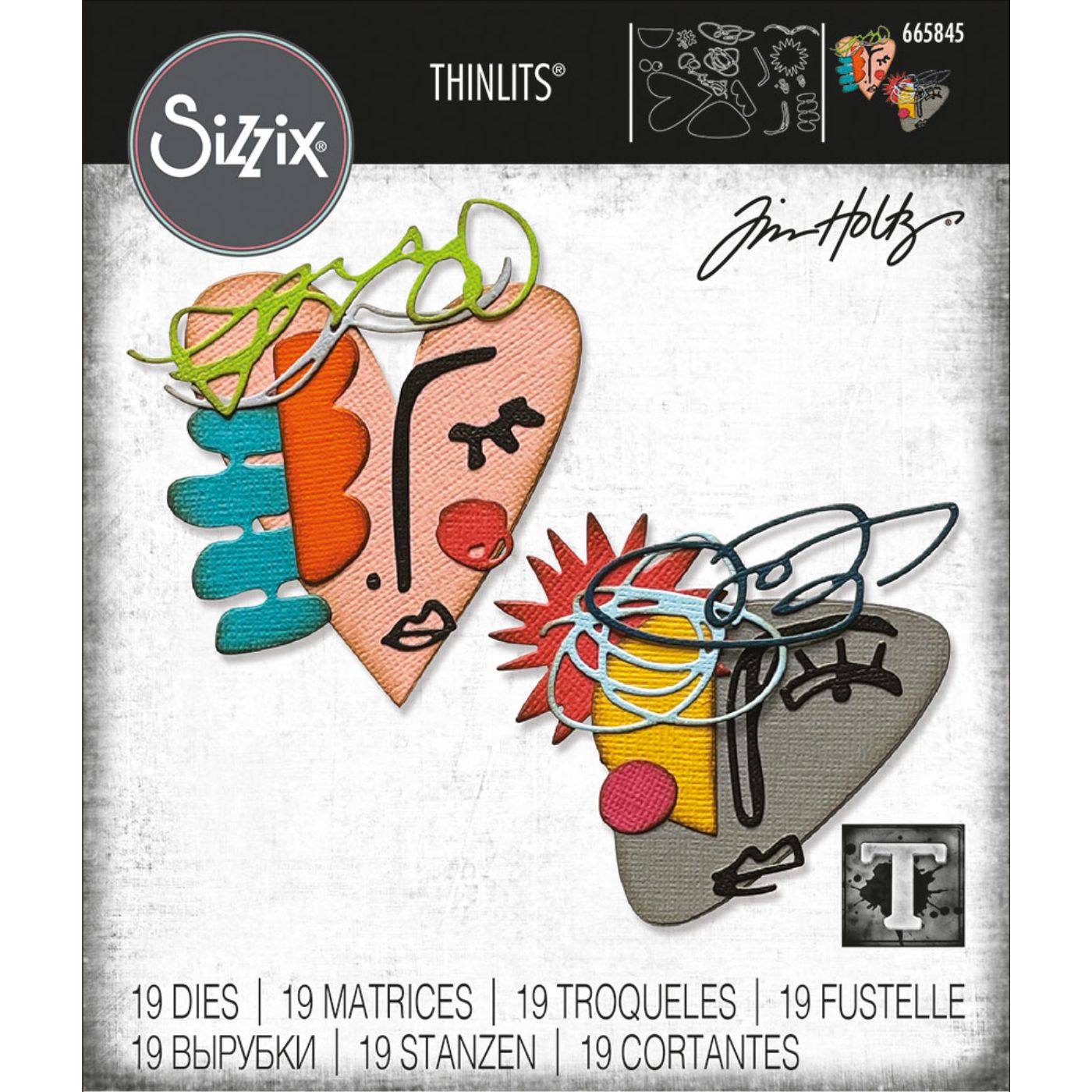 Troqueles Thinlits Rostros abstractos de Tim Holtz