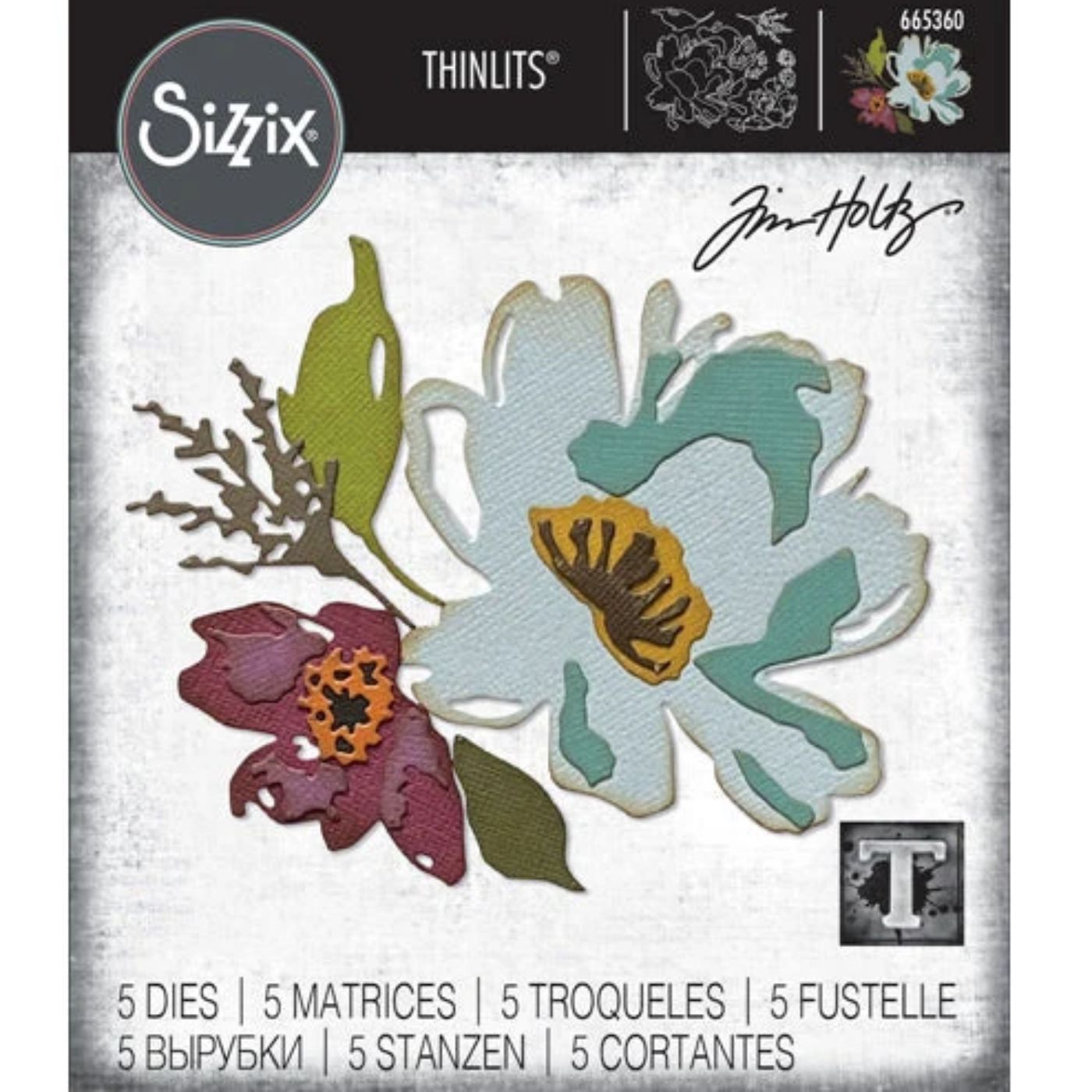 Troqueles Thinlits Flores a pinceladas #3 de Tim Holtz