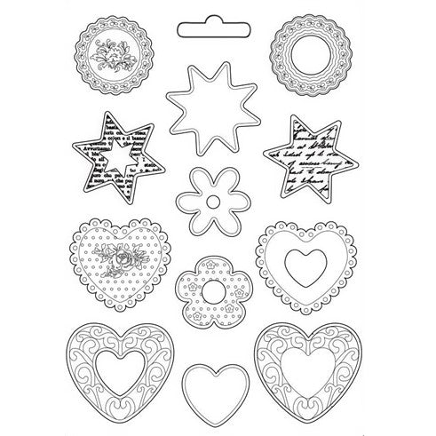 Molde Flexible A4 Blue Land Estrellas Y Corazones