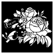 Stencil 18X18cm Rosas y pajarito