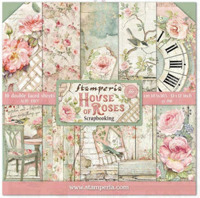 Pack de Cartulinas House of Roses 30.48x30.48cm - 10 hojas - Stamperia