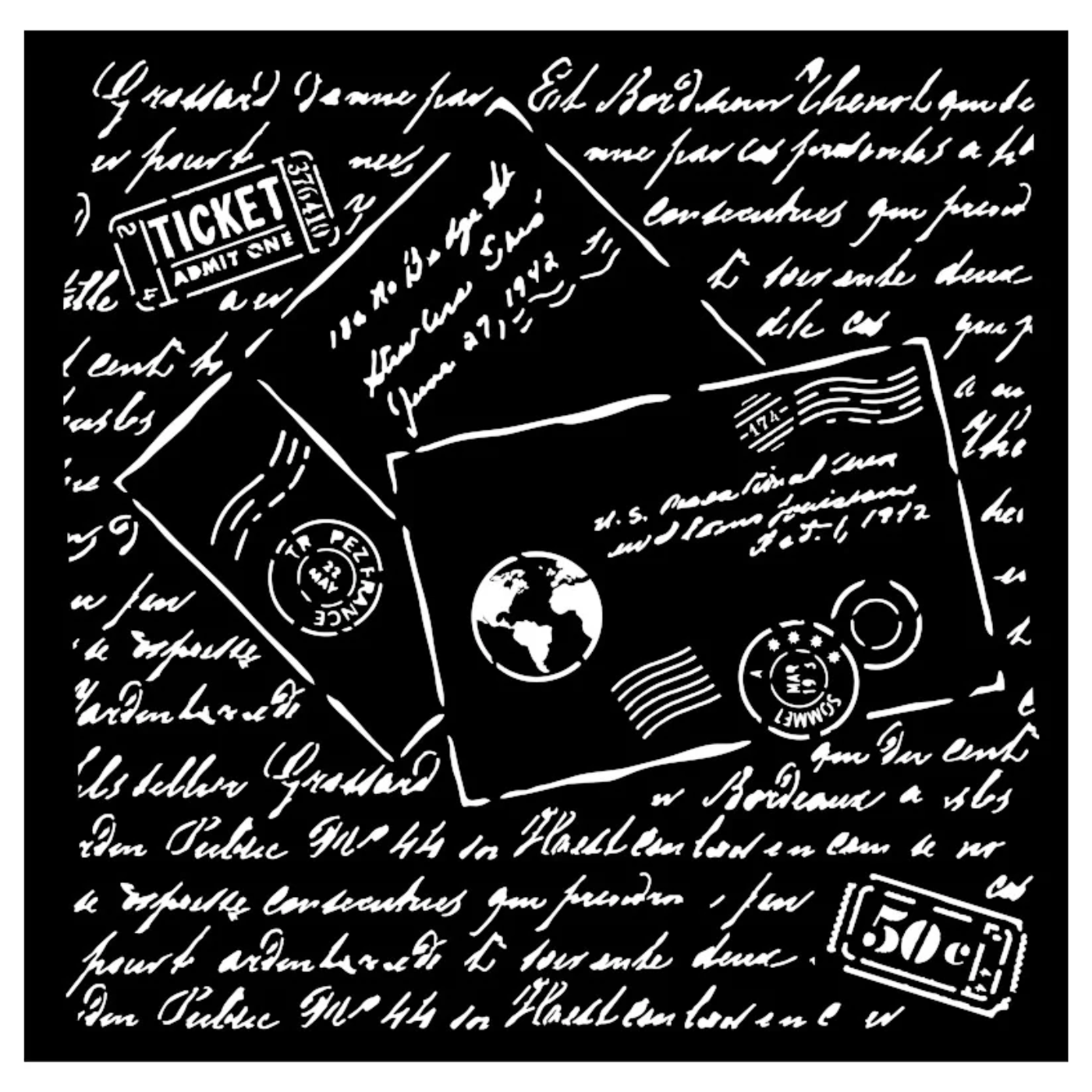 Stencil 18X18cm Around The World - Carta