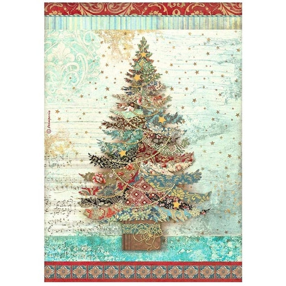 Papel de arroz A4 28gr Christmas Greetings Árbol - Navidad - Stamperia