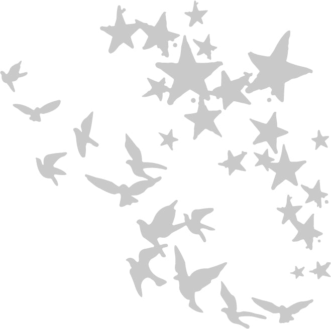 Troqueles Thinlits Birds & Stars - Aves y Estrellas x2 (dibujo del diseño)