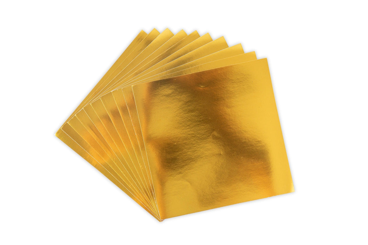 Hojas de Aluminio Adhesivo 15x15cm - Dorado x10